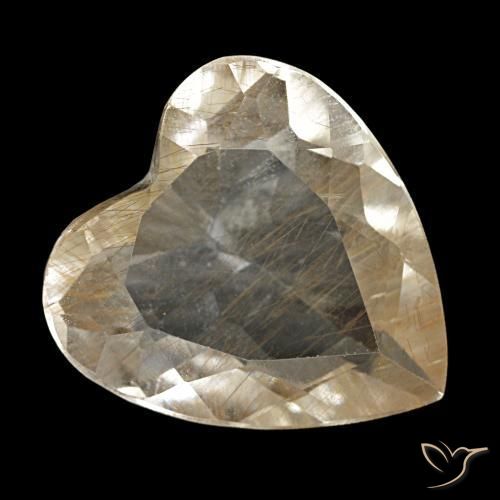 Topaze rutilée jaune naturelle forme de coeur, 3,23 ct, transparent