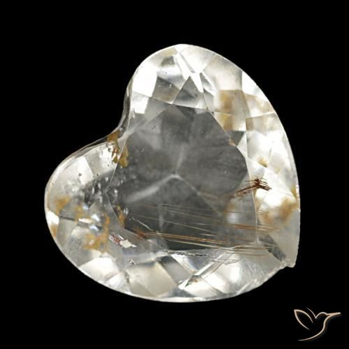 Topaze rutilée jaune de 2,55 ct, cœur, transparent