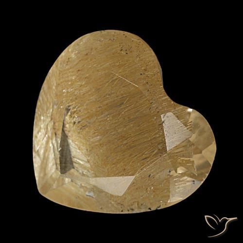 Topaze rutilée jaune de 3,06 ct, cœur, transparent