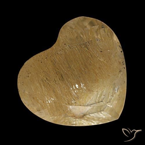 Topaze rutilée jaune naturelle forme de coeur, 3,06 ct, transparent