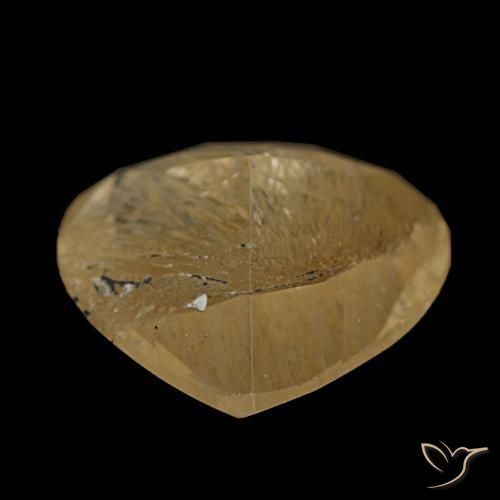 Topaze rutilée jaune naturelle forme de coeur, 3,06 ct, transparent