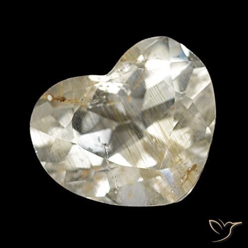 Topaze rutilée jaune naturelle forme de coeur, 2,50 ct, transparent
