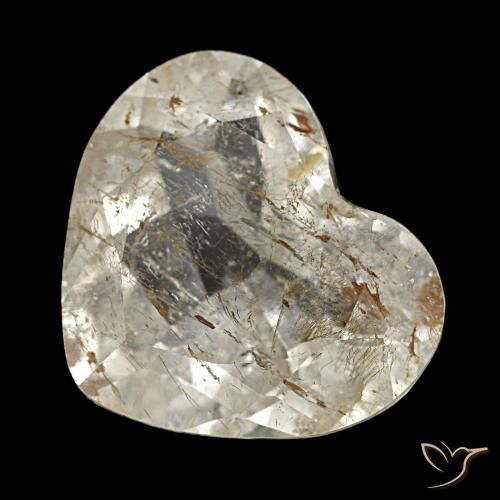 Topaze rutilée marron doré très clair naturelle forme de coeur, 4,37 ct, transparent