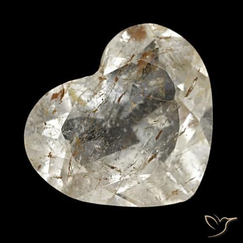 Topaze rutilée marron doré très clair naturelle forme de coeur, 4,37 ct, transparent
