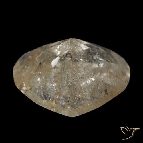 Topaze rutilée marron doré très clair naturelle forme de coeur, 4,37 ct, transparent