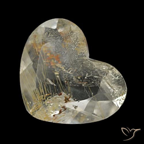 Topaze rutilée jaune de 1,64 ct, cœur, transparent