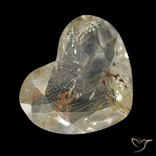Topaze rutilée jaune naturelle forme de coeur, 1,64 ct, transparent