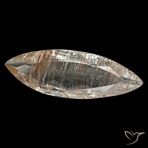 Topaze rutilée clair et bronze doré naturelle marquise, 2,60 ct, transparent