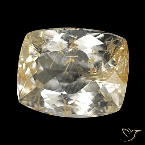 Topaze rutilée marron doré très clair naturelle coupe coussin, 3,70 ct, transparent