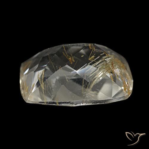 Topaze rutilée marron doré très clair naturelle coupe coussin, 3,70 ct, transparent