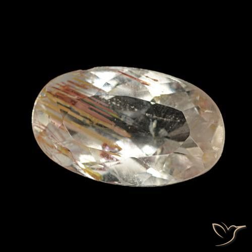 Topaze rutilée marron chaud naturelle coupe ovale, 1,83 ct, transparent