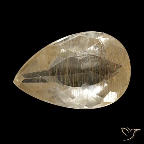 Topaze rutilée jaune naturelle en forme de poire, 1,36 ct, transparent