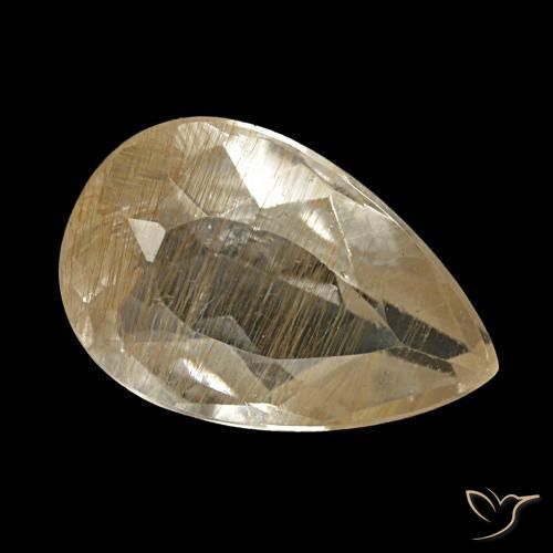Topaze rutilée jaune naturelle en forme de poire, 1,36 ct, transparent