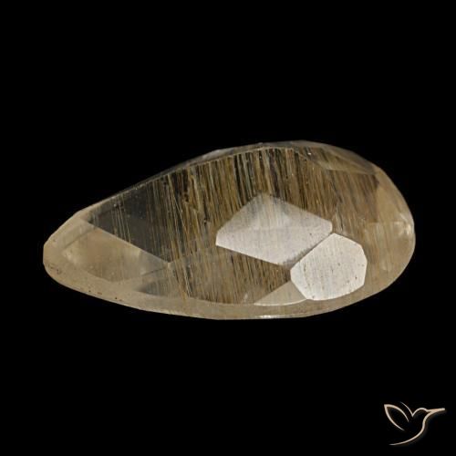 Topaze rutilée jaune naturelle en forme de poire, 1,36 ct, transparent