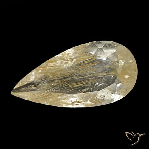 Topaze rutilée jaune de 1,75 ct, en forme de poire, transparent