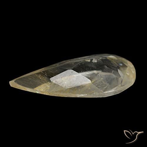 Topaze rutilée jaune naturelle en forme de poire, 1,75 ct, transparent