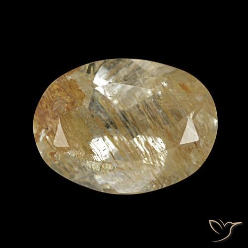 Topaze rutilée marron doré très clair naturelle coupe ovale, 1,95 ct, transparent