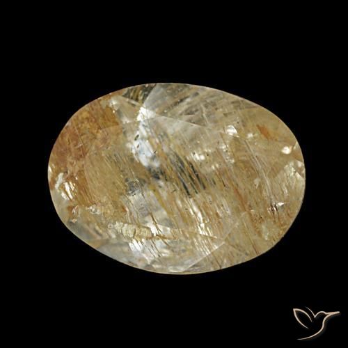 Topaze rutilée marron doré très clair naturelle coupe ovale, 1,95 ct, transparent