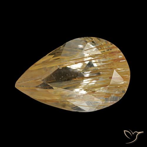 Topaze rutilée jaune naturelle en forme de poire, 1,23 ct, transparent