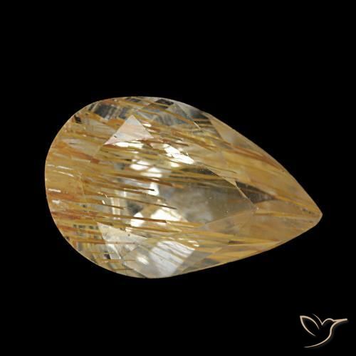 Topaze rutilée jaune naturelle en forme de poire, 1,23 ct, transparent