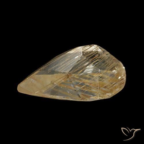 Topaze rutilée jaune naturelle en forme de poire, 1,23 ct, transparent