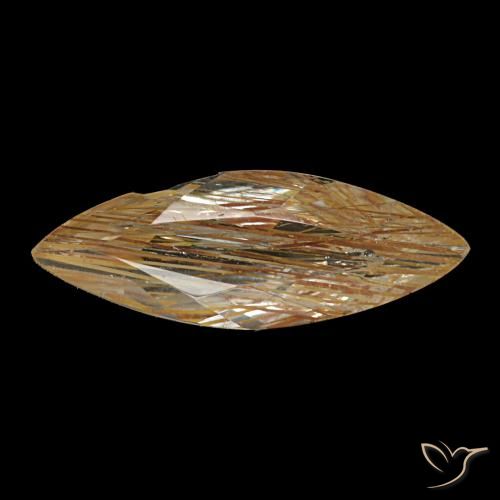 Topaze rutilée bois marron très clair naturelle marquise, 1,20 ct, transparent