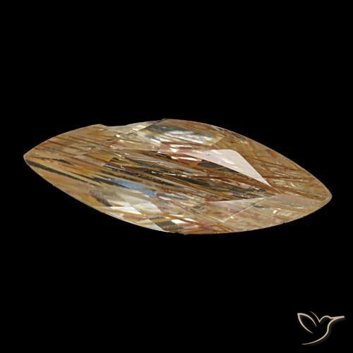 Topaze rutilée bois marron très clair naturelle marquise, 1,20 ct, transparent