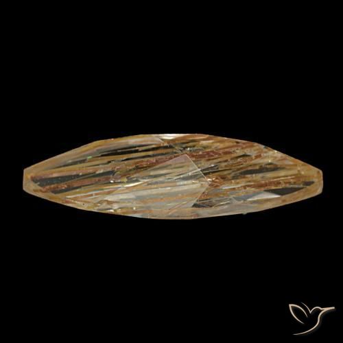 Topaze rutilée bois marron très clair naturelle marquise, 1,20 ct, transparent