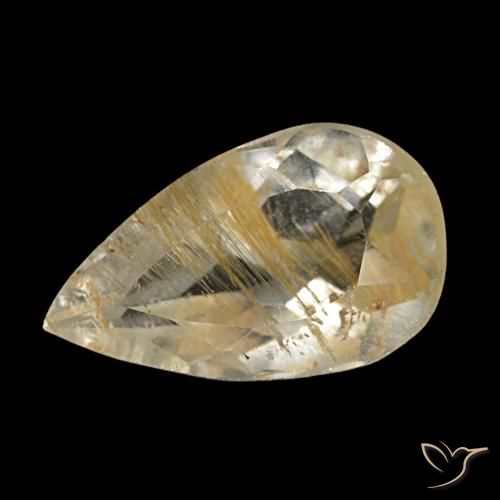 Topaze rutilée jaune naturelle en forme de poire, 1,25 ct, transparent