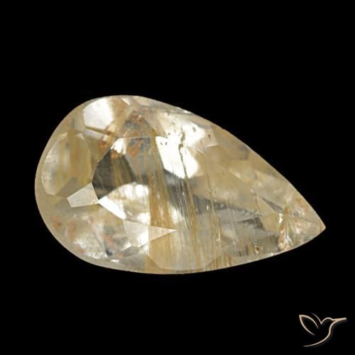 Topaze rutilée jaune naturelle en forme de poire, 1,25 ct, transparent