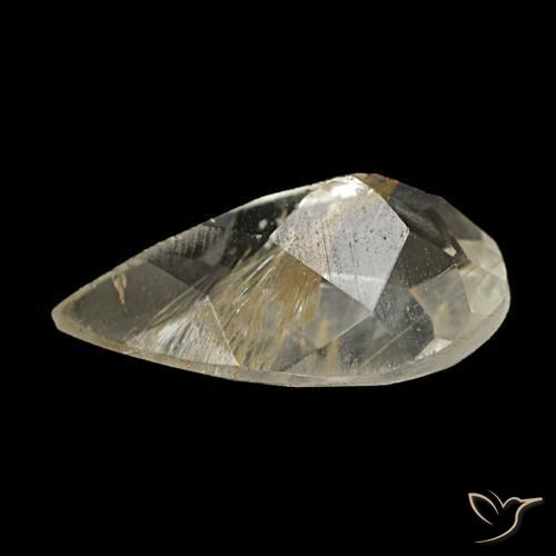 Topaze rutilée jaune naturelle en forme de poire, 1,25 ct, transparent