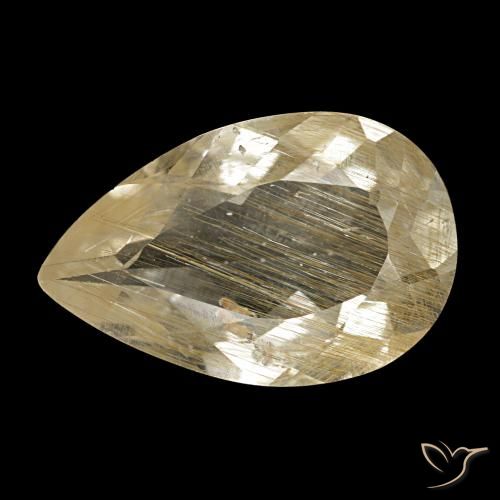 Topaze rutilée jaune de 3,10 ct, en forme de poire, transparent