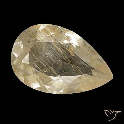 Topaze rutilée jaune naturelle en forme de poire, 3,10 ct, transparent