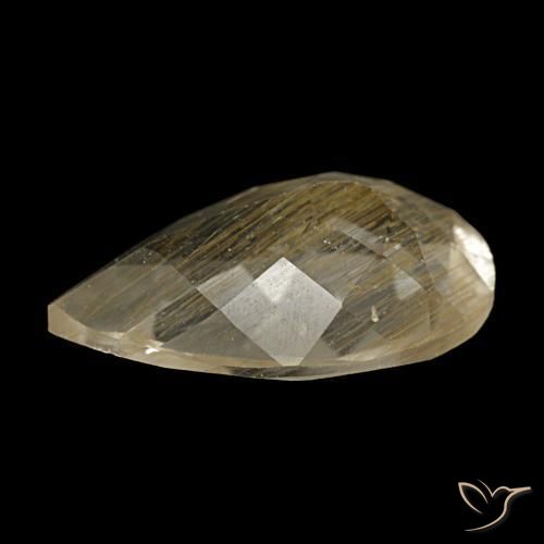 Topaze rutilée jaune naturelle en forme de poire, 3,10 ct, transparent