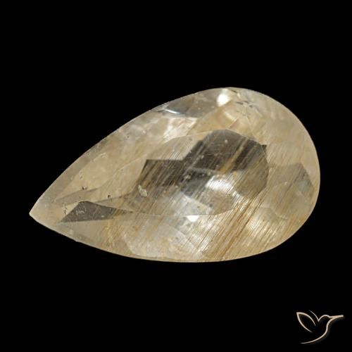 Topaze rutilée jaune de 3,19 ct, en forme de poire, transparent