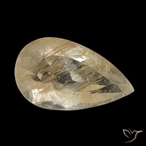 Topaze rutilée jaune naturelle en forme de poire, 3,19 ct, transparent