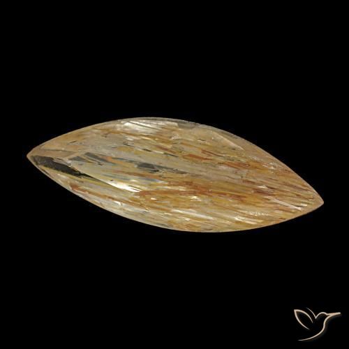 Topaze rutilée jaune naturelle marquise, 1,45 ct, transparent