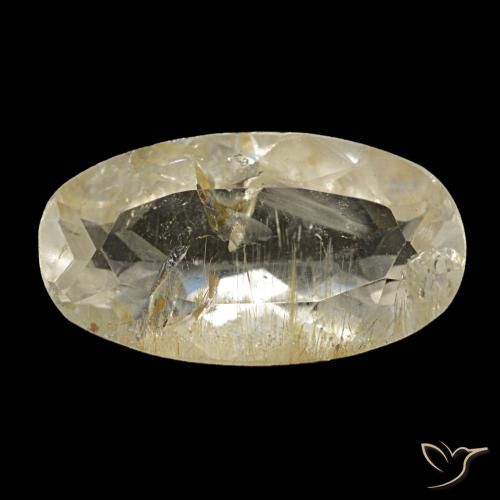 Topaze rutilée jaune de 2,98 ct, ovale, transparent