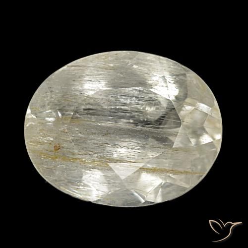 Topaze rutilée jaune naturelle coupe ovale, 4,00 ct, transparent