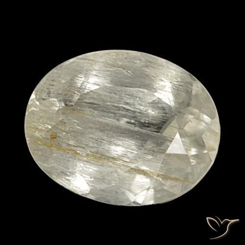 Topaze rutilée jaune naturelle coupe ovale, 4,00 ct, transparent