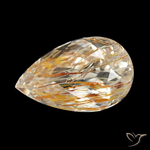 Topaze rutile Brun fauve léger naturelle En forme de poire, 4.05 ct, Transparent