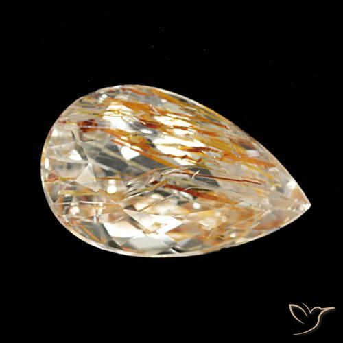 Topaze rutile Brun fauve léger naturelle En forme de poire, 4.05 ct, Transparent
