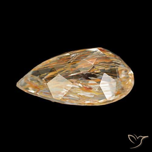 Topaze rutile Brun fauve léger naturelle En forme de poire, 4.05 ct, Transparent