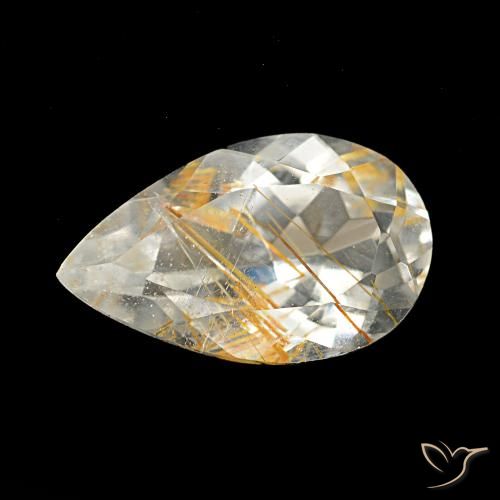 3.13ct Medium Light-Brown Topaze rutile, En forme de poire, Transparent