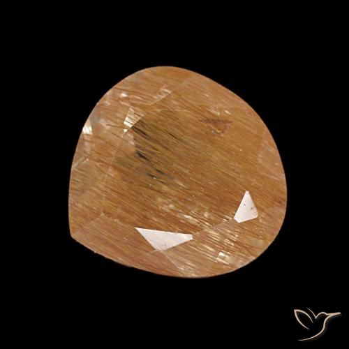 Topaze rutile Brun moyen naturelle En forme de poire, 3.17 ct, Transparent