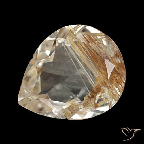 Topaze rutile Marron chaud naturelle En forme de poire, 4.78 ct, Transparent