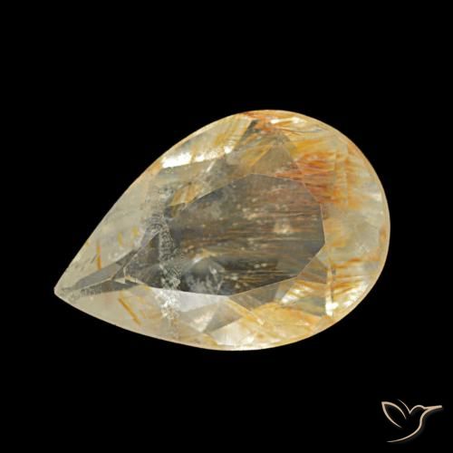 1.49ct Or moyen Topaze rutile, En forme de poire, Transparent
