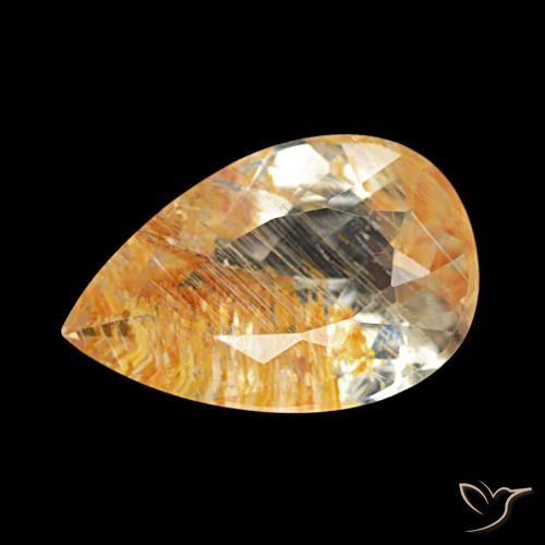 3.23ct Clair et Bronze doré Topaze rutile, En forme de poire, Transparent