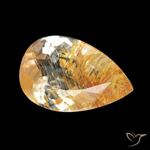 Topaze rutile Clair et Bronze doré naturelle En forme de poire, 3.23 ct, Transparent