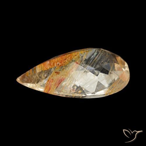 Topaze rutile Clair et Bronze doré naturelle En forme de poire, 3.23 ct, Transparent